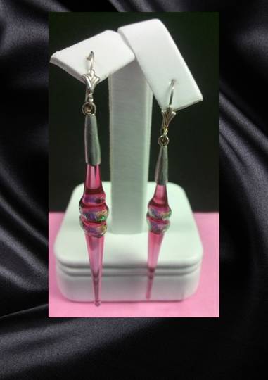 Handmade Pink Fancy Glass Earrings